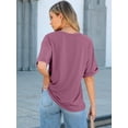 thumbnail image 3 of ANRABESS Oversized T Shirts for Women Short Sleeve Crewneck Basic Tee Loose Casual Fall Top with Pocket Purple X-Large, 3 of 8