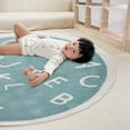thumbnail image 2 of 1 Pc Rainbow Round Small People Play Rug Alphabet Nursery Area Rug ABC Alphabet Round Rug Soft Crawling Play Mat for Small People Bedroom, 39.37 Inch, 2 of 8