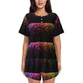 thumbnail image 1 of Balery Colorful Sparkling Conjunto de Pijama para Mujer con Estampado, Dos Piezas de Manga Corta y Shorts, Ropa de Dormir Suave con Cuello Redondo y Bolsillos-Medium, 1 of 6