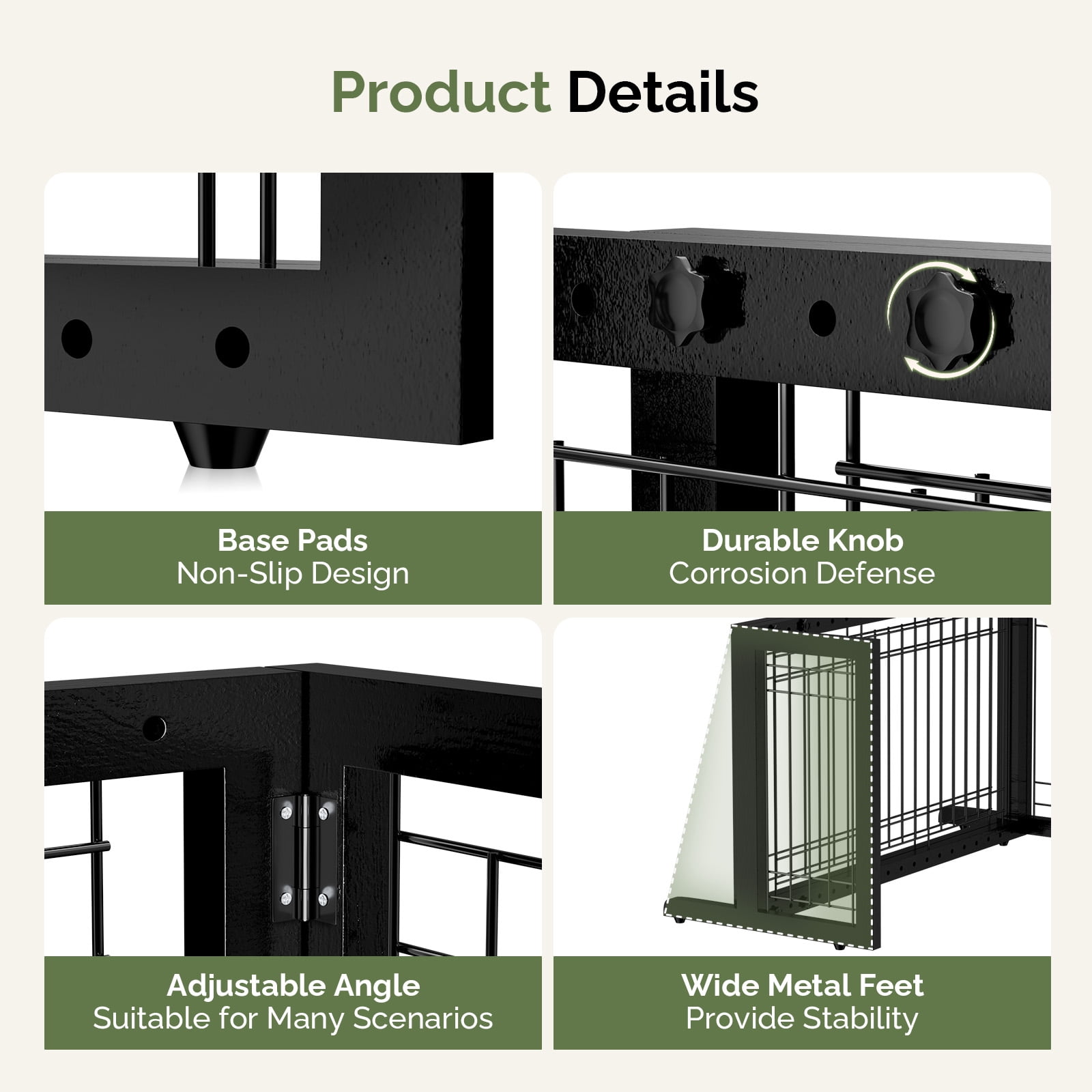 UBesGoo Folding Adjustable Freestanding 2 Panel Metal Dog Slide Gate Baby Safety Fence, no Drilling no Damage, Black