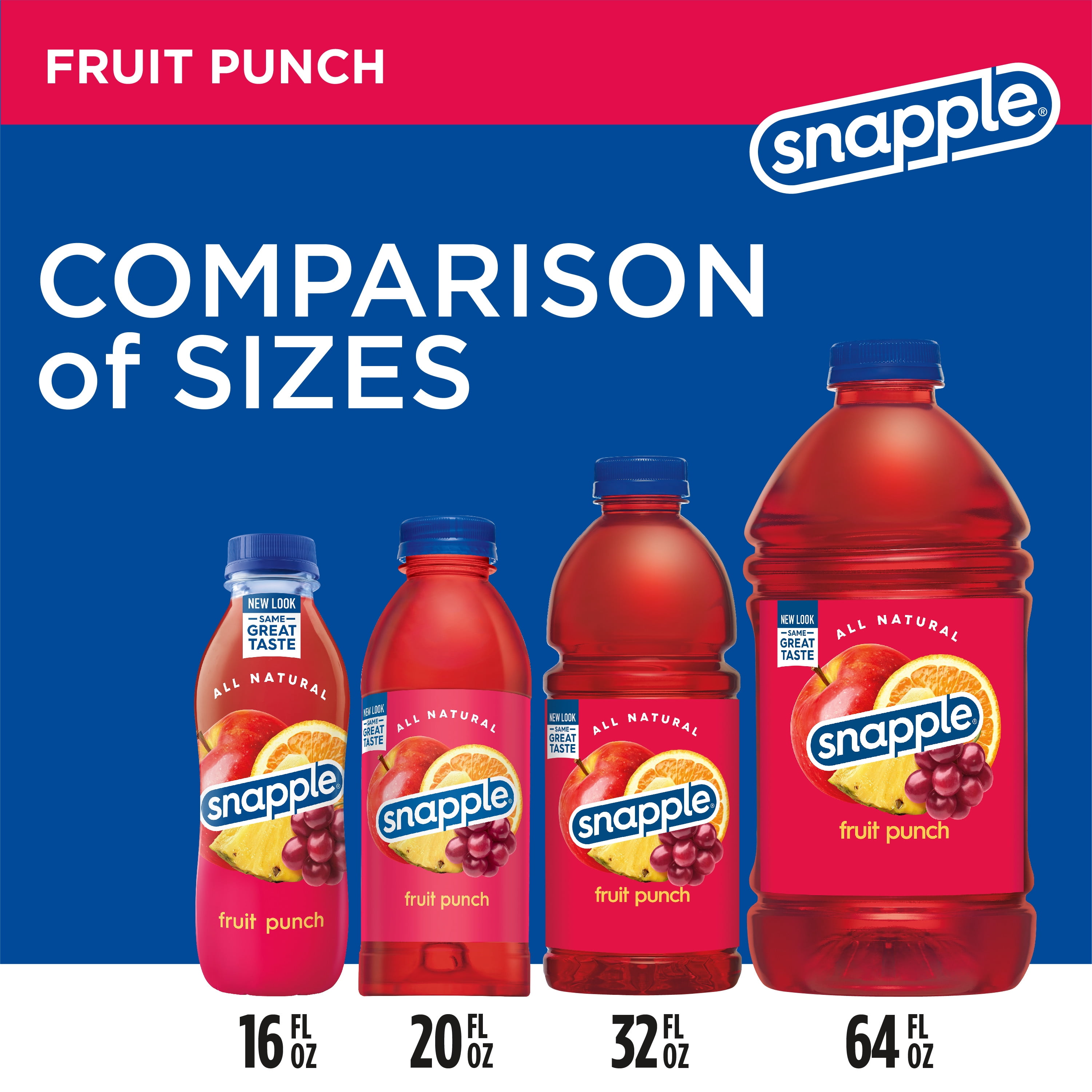 (3 pack) Snapple Fruit Punch Juice Drink, 64 fl oz, Bottle