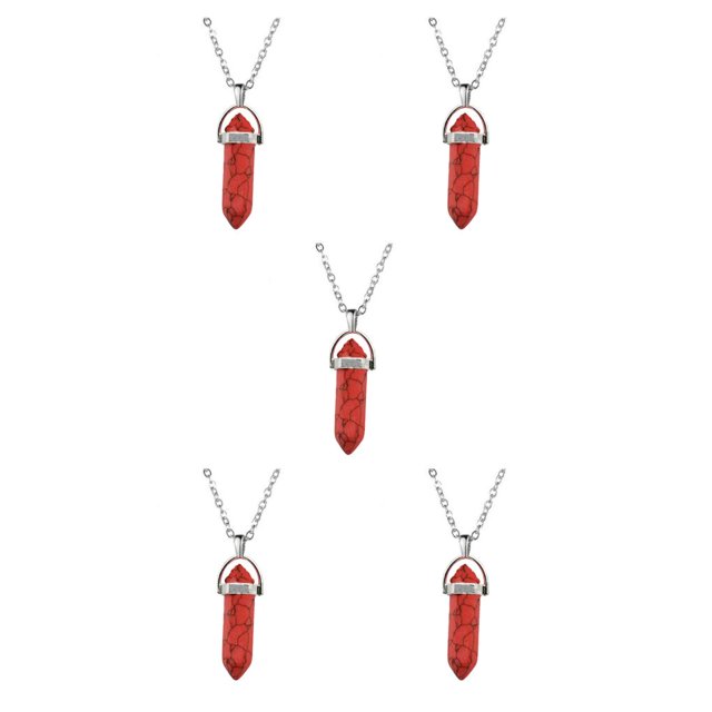 QualitChoice Hexagon Column Charm Exquisite Women Men Making Findings Handmade Anniversary Hanging Pendants Colorful Crystal Red Pattern Color 5Set