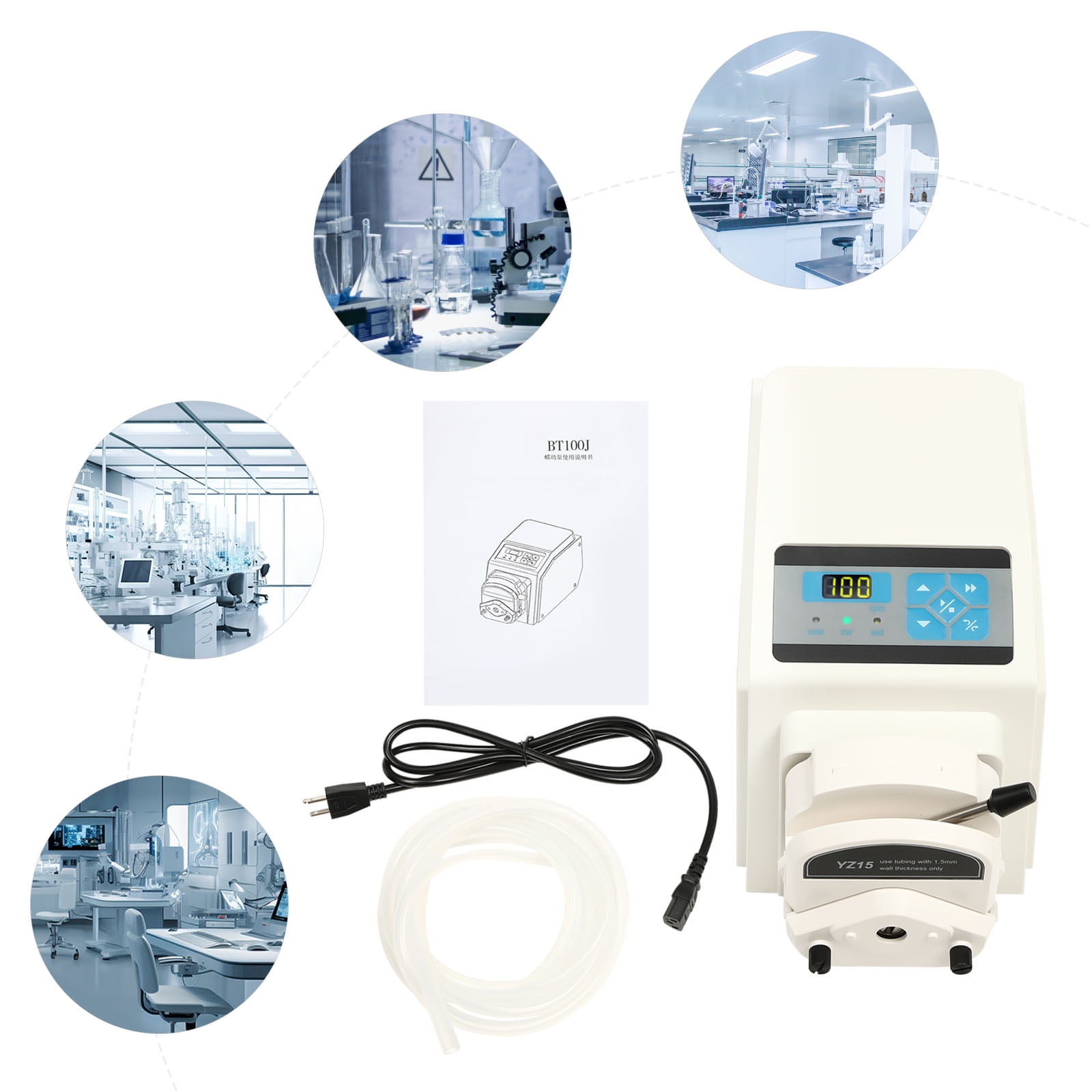 Wildnix High-Speed Peristaltic Pump with Adjustable Speed, Flow Rate, and Rotation Direction, Features LED Display and External Control Interface