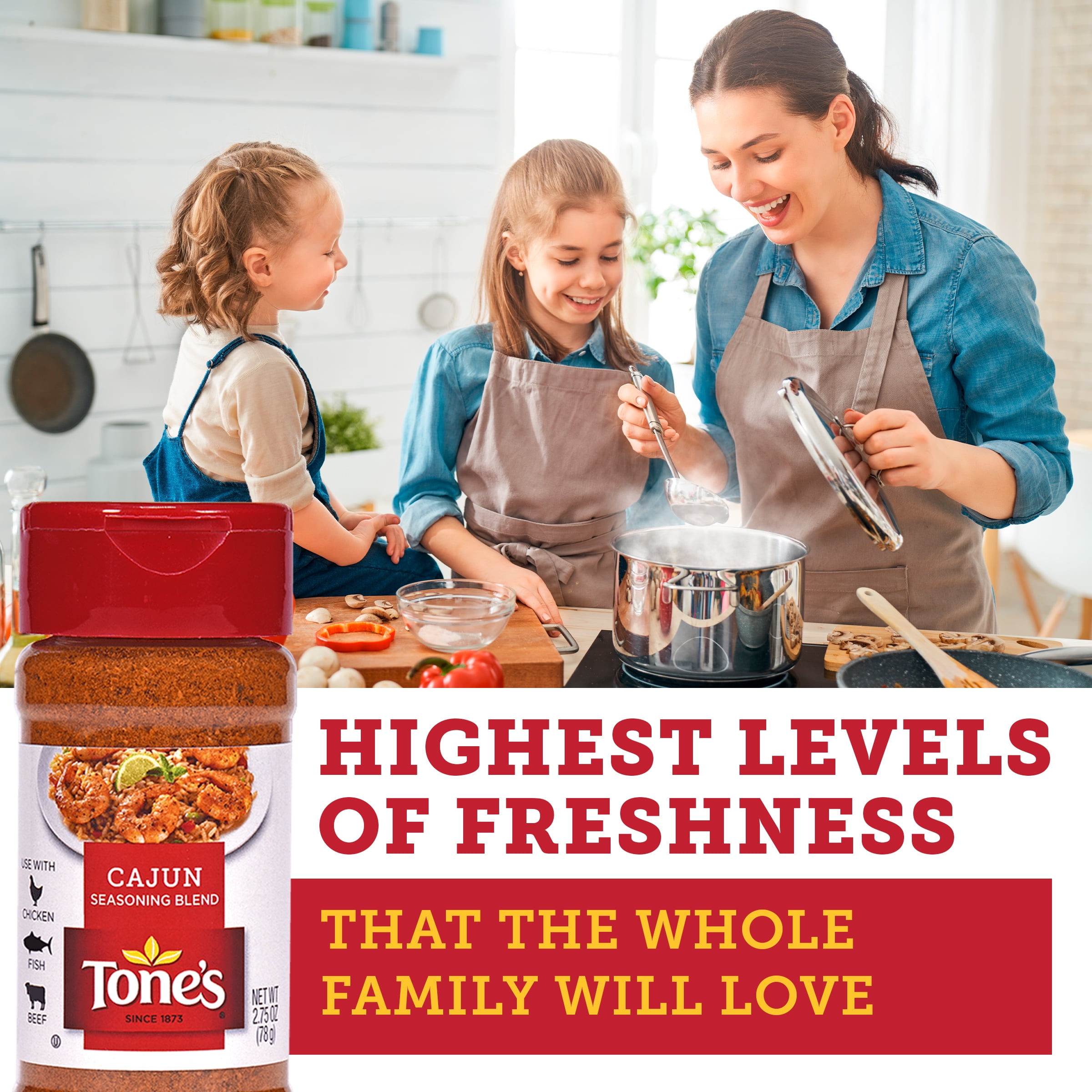 (3 pack) Tone's Cajun Seasoning Blend, 2.75 oz