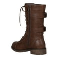 thumbnail image 3 of Women Leatherette Dual Buckle Combat Lace-Up Ankle Boots 18440, 3 of 6