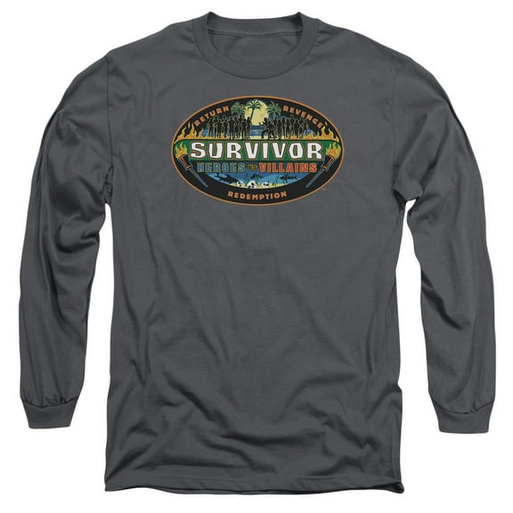Survivor Heroes Vs Villains Long Sleeve Adult 18/1 T-Shirt Charcoal