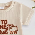 thumbnail image 3 of Duqingm Newborn Baby Boy Summer Outfit Romper Hello I'm New Here Letter Embroidery Short Sleeve Jumpsuit Bodysuit Cute Infant Waffle Clothes(White,0-3 Months), 3 of 4