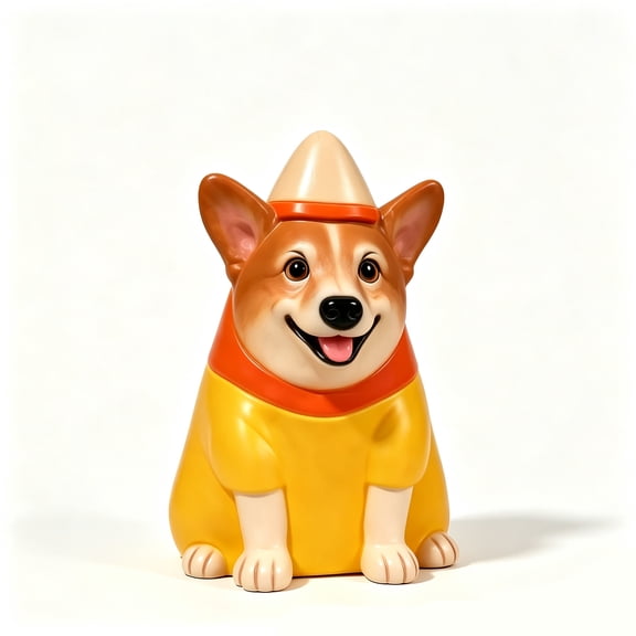 Lighted Candy Corn Corgi Blow Mold Decor,Freestanding Halloween Dog Statue with LED Lights for Indoor Outdoor Yard Porch Display