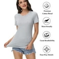 thumbnail image 4 of wirarpa Womens 2 Pack Crew Neck T-Shirts Short Sleeve Summer Tops Fashion Basic Tees Black/Grey Size Medium, 4 of 6