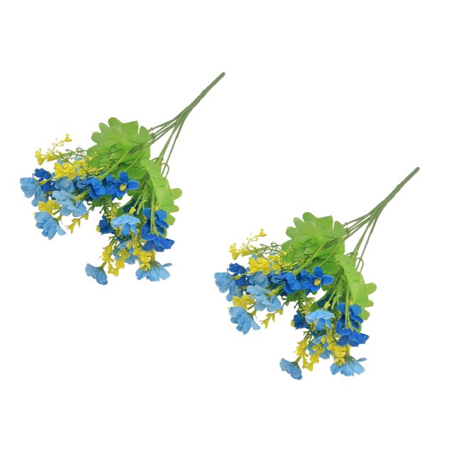 Injueey 2 unids/set flores falsas no tóxicas para decoración del hogar DIY y ramo de boda-bajo mantenimiento Flores artificiales Profundo+Azul Claro