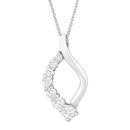 1 ct Created White Sapphire Open Journey Pendant Necklace in 10kt White Gold