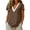 Brown #40, variant on DORKASM Linen Shirt Women short Sleeve Solid Color Fashion Tees V Neck Loose Fit Flowy Vocation T Ops Lightweight Beach Summer Shirt White S