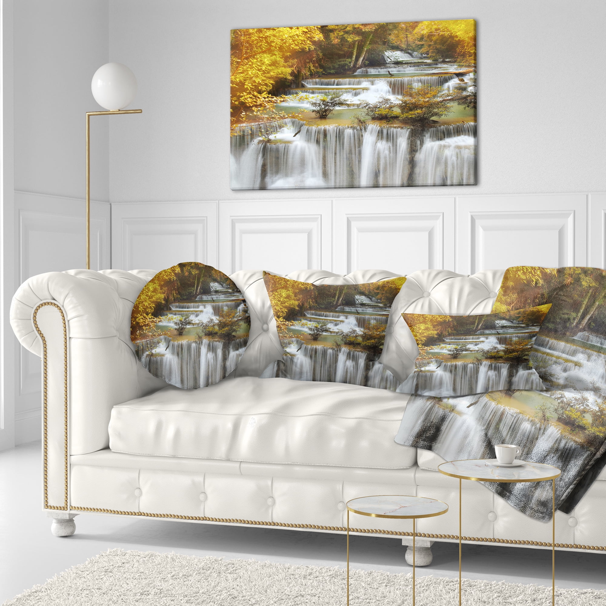 Designart Autumn Huai Mae Kamin Waterfall - Abstract Throw Pillow - 12x20