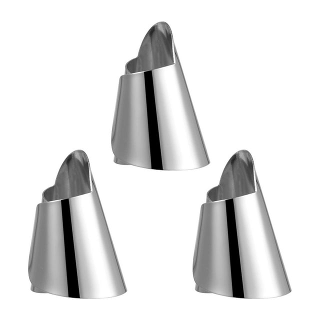 Stainless Steel Finger Guard Set of 3 Kitchen Slicing Protectors, Silver Adjustable for Vegetable Chef Nail Safety Cover