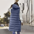 thumbnail image 5 of BLVB Women's Winter Hooded Long Down Vest Full-Zip Sleeveless Puffer Vest Fashionable Coats Jacket Outerwear with Pockets, 5 of 7