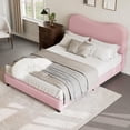 thumbnail image 4 of Eastvita Pink Full Size Upholstered Bed Frame with Low - Profile Platform/Rounded Corners/Wooden Slats/Noise - Free Design (No Box Spring Needed), 4 of 8