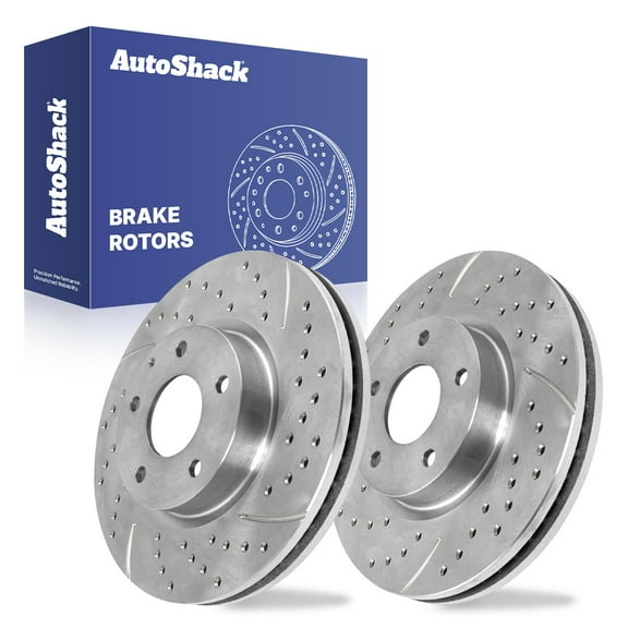 AutoShack Front Vented Drilled & Slotted Silver Zinc Coated Brake Rotors 2-PC Set Replacement for 2013-2015 Mazda CX-5 2014-2016 Mazda 6 SilverShield Pro 11.69" (297 mm)