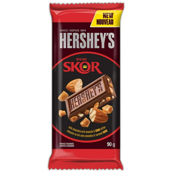 Barre de chocolat au lait avec amandes HERSHEY’S garnie de SKOR 90g