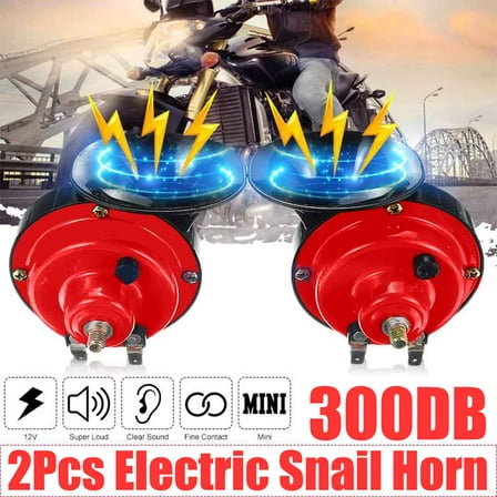 2x 12V 300DB Super Loud Train Horn Waterproof Motorcycle Car Truck SUV Boat Red