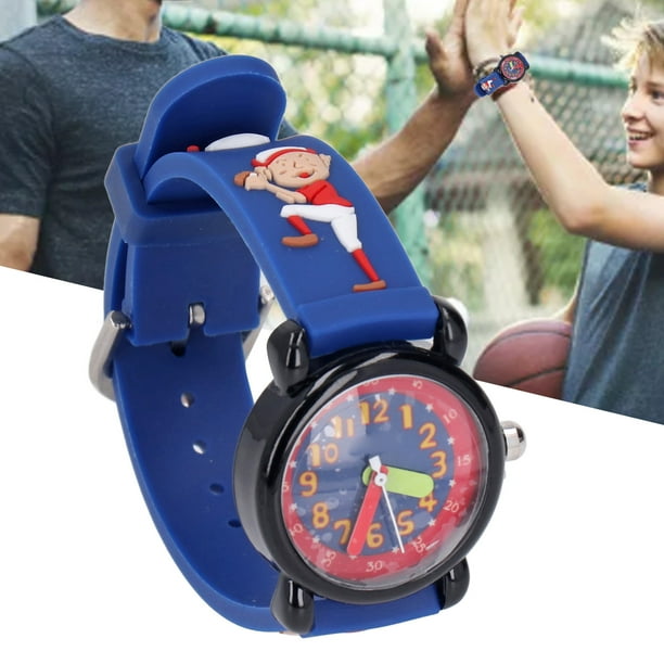 3D Cartoon Toddler Wrist Watch Cute Baseball Boy Pattern 3D Cartoon Kids Watch For 3 To 8 Years Old For Home Dark Blue
