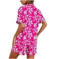 thumbnail image 4 of Blmnix Ladies Pajamas Sets Sleepwear Sets 2 Piece Bamboo Pajamas Pajama Shorts Collared Short Sleeve Pink Cropped Straight-Leg Womens Pajama Pants,S, 4 of 5
