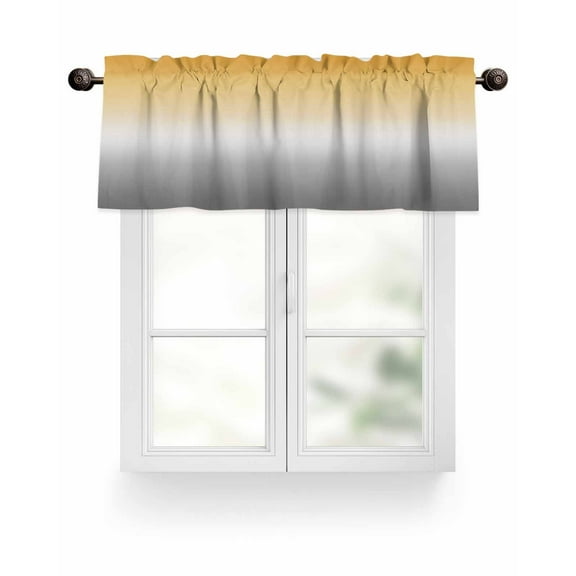 Yellow Gray Gradient Kitchen Valances for Windows Abstract Watercolor Valance Curtains  for Kitchen /Living Room/Bedroom/ Bathroom Decor, 42"x12 " ,Rod Pocket 1 Panel,
