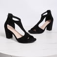thumbnail image 6 of Pandaie Women Open Toe Heels Sandals Ankle Strap 2.95 Inch Chunky Heeled Dressy Pumps Slingback Casual Wedding Party Dress Thong Shoes Black Size 9.5, 6 of 9