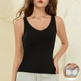 thumbnail image 2 of Rggeeun Women Tank Tops Cropped Vest Wide Strap Lace Trim With Built In Bra Breathable Soft Knit Solid Color For Summer Layering Evening Party Elegant Sleeveless,Black,M, 2 of 5