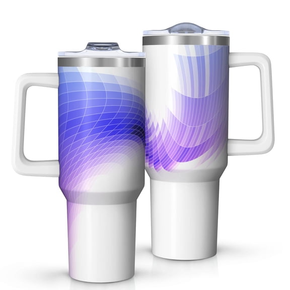 40oz Tumbler with Handle and Straw, Vacuum Insulated Stainless Steel Travel Mug, Fits Car Cup Holder, Abstract Colorful Print