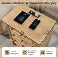 thumbnail image 3 of wow97e Farmhouse 3-Drawer Nightstand Set of 2 with Charging Station, Wood End Table with Roman Column for Bedroom, Natural, 3 of 6