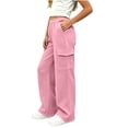 thumbnail image 3 of Plebaso Girls Boys Baggy Sweatpants Elastic Waist Joggers Wide Leg Open Bottom Athletic Cargo Pants for Kids, 3 of 7