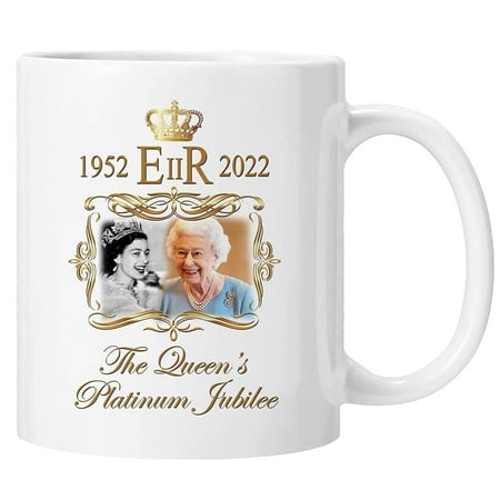 

Queen Elizabeth Coffee Mug | Commemorative Queen of Great Britain Tea Mugs | 1952-2022 Queen s Platinum Jubilee Souvenirs Memorabilia Keepsake Mug for Christmas Thanksgiving Gifts