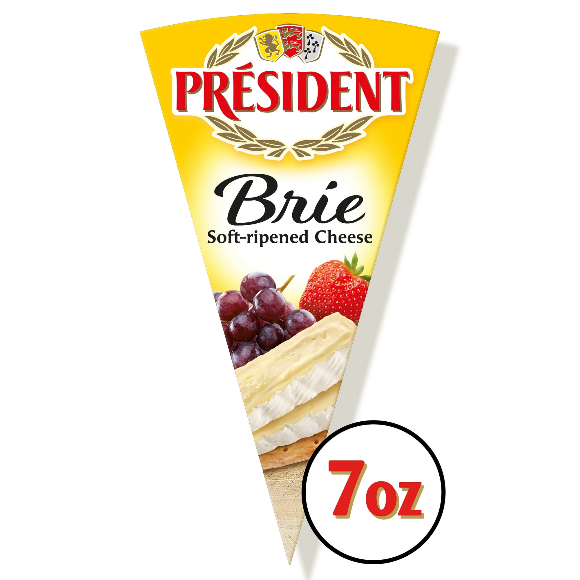 President Brie Cheese Wedge Foil Wrapped, 7 oz (Refrigerated)