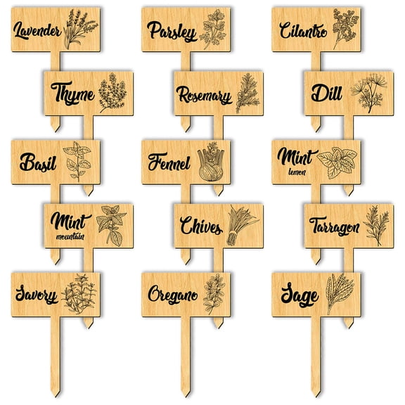 1set Wood Plant Labels for Seed Potting Herbs Flowers Vegetables Name Word 70x50x3mm 15pcs/set Wood