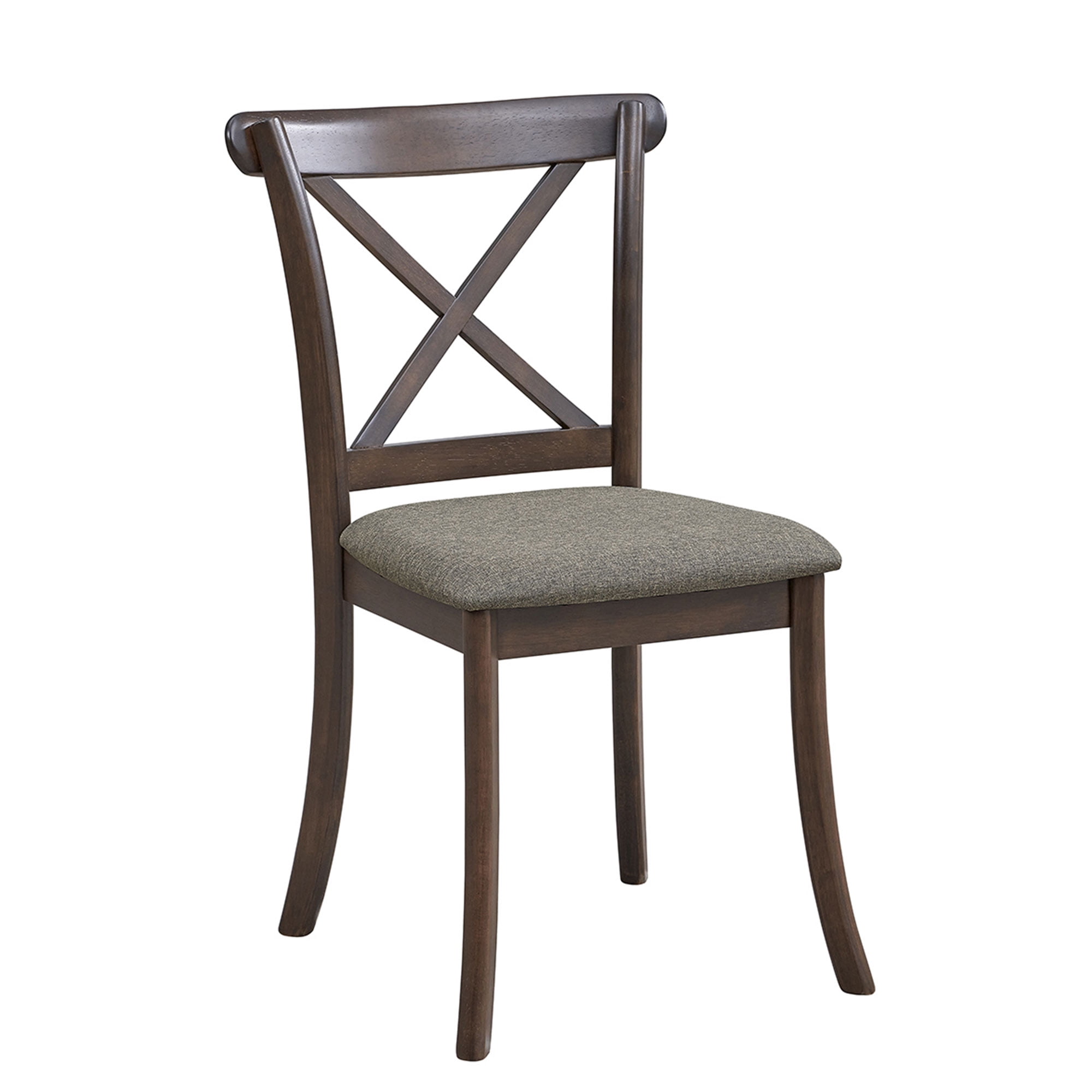 MAYEERTY Wooden X-Back Dining Chairs Set of 2, Modern Fabric Upholstered Kitchen Side Chairs, Cross-Back Rubber Wood Farmhouse Dining Room Chair, Dark Brown
