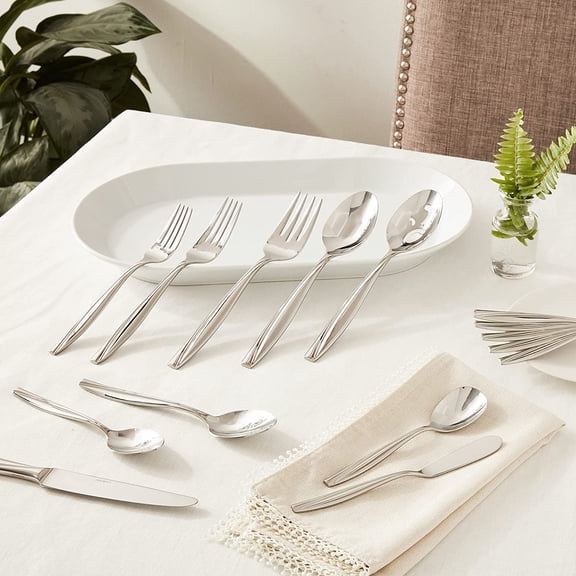 Camlynn Mirror 45 Piece Casual Flatware Set, 18/0 Stainless, Service for 8, Silver