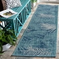 thumbnail image 2 of Safavieh Courtyard Padic Botanical Indoor/Outdoor Runner Rug, Aqua/Navy, 2'3" x 8', 2 of 9