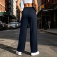 thumbnail image 5 of Women's Wide Leg Sweatpants Drawstring Elastic Waist Straight Leg Pants with Pockets Side Slit Loose Fit Casual Athletic Lounge Trousers, 5 of 9