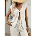 thumbnail image 4 of Womens Tie Crochet Shrug Short Sleeve Open Front Knit Cropped Cardigan Sweaters Cover Up  L, 4 of 7