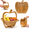 thumbnail image 2 of Panier en Bambou Pliable en Forme de Pomme - Décoration de Bol de Cuisine en Pièce Maîtresse de Fruit, 2 of 9