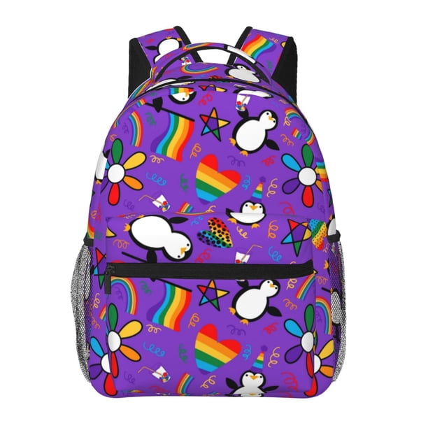 Easygdp Rainbow Lgbt Penguin Mochila Ergonómica Versátil para Laptop - Múltiples Bolsillos, Correas Ajustables, Unisex para Escuela, Viajes y Actividades al Aire Libre-One Size