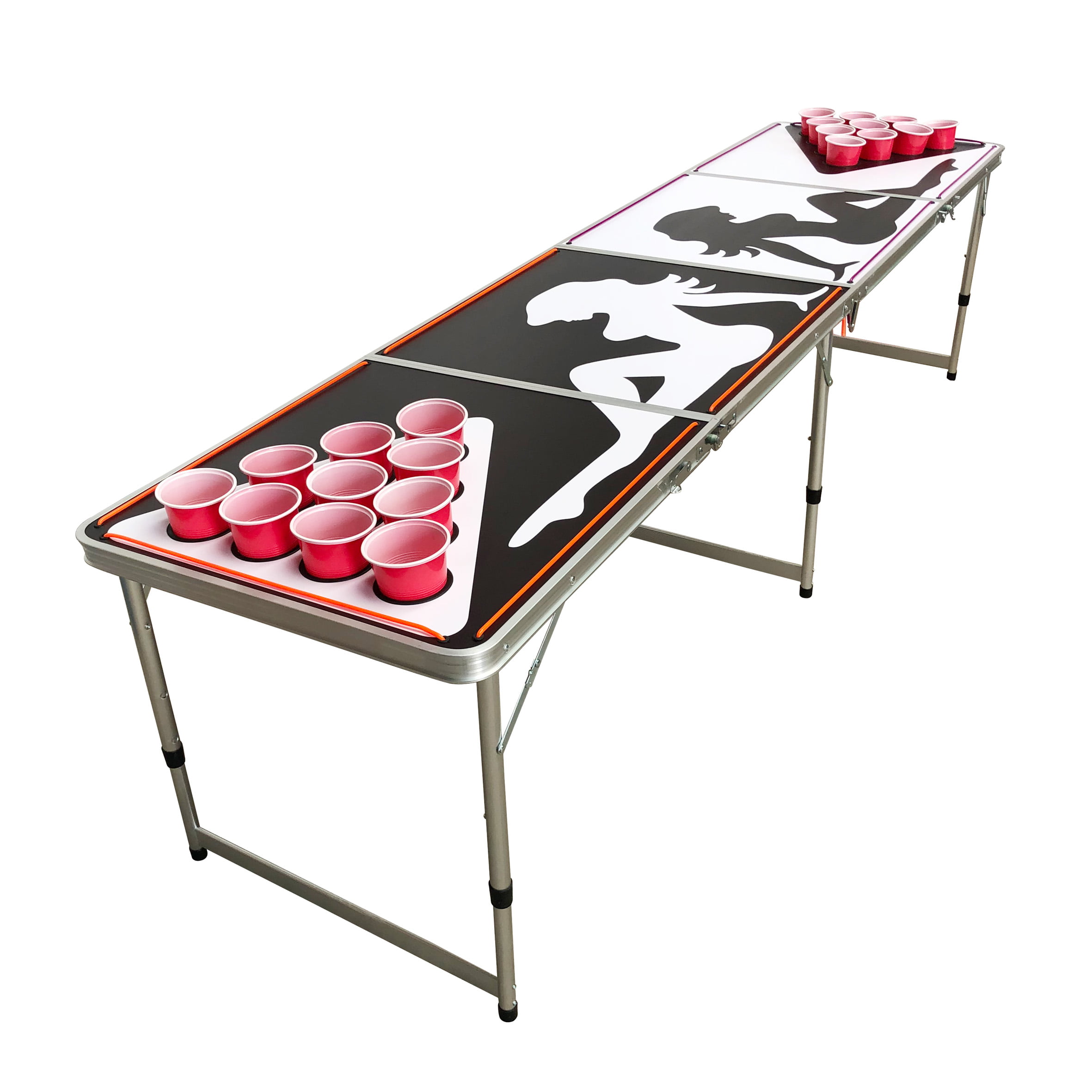 BEER PONG TABLE 8' FOLDING TAILGATE DRINKING GAME CUP HOLES LED LIGHTS #8 
