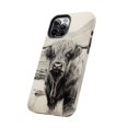 thumbnail image 4 of Cute Highland Cow iPhone Cases, Western Charcoal-Sketched Cow Phone Cases, Cow Print, Cottagecore Phone Case, iPhone 13, iPhone 7-14, Farm, 4 of 6