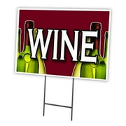 WINE 18"x24" Yard Sign & Stake | Advertise Your Business | Stake Included Image On Front Only | Made in The USA