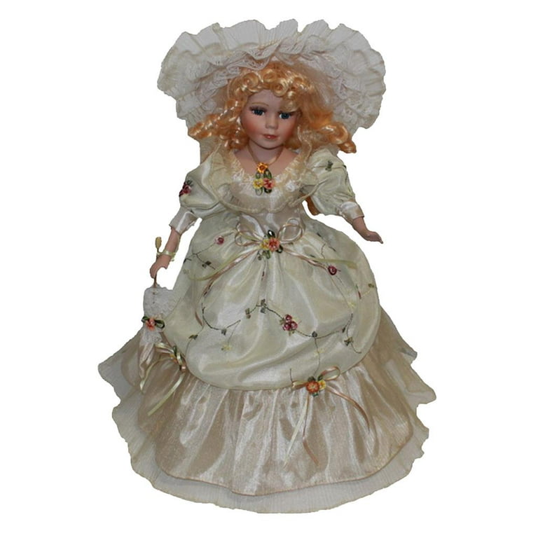 40cm / 15.7 inch Porcelain Doll with Curly Hair, Umbrella and