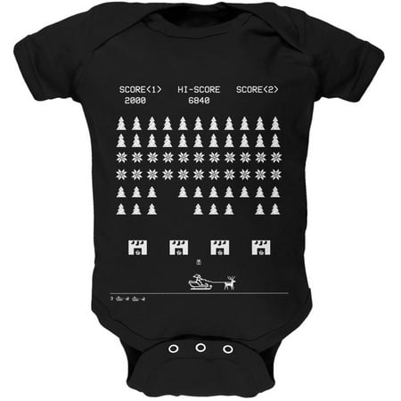 

Classic Arcade Game Ugly Christmas Sweater Black Baby One Piece - 18-24 months