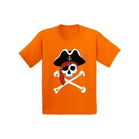 Awkward Styles Jolly Roger Skull Tshirt for Kids Jolly Roger Skull Flag Gifts for Kids Dia de los Muertos Shirts Pirate Skull Youth Shirt Day of the Dead Outfit Pirate Skull Flag Shirt for Kids