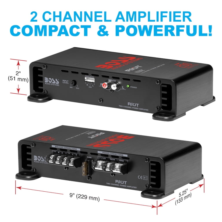 Boss Audio Systems, Car, 2 Channel Vehicle Audio Amplifier, Black