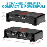 BOSS Audio Systems R1002 2 Channel Car Amplifier, Class A/B, Bridgeable, 2-8 Ohm Stable, Full Range Amp for Speakers & Subwoofer