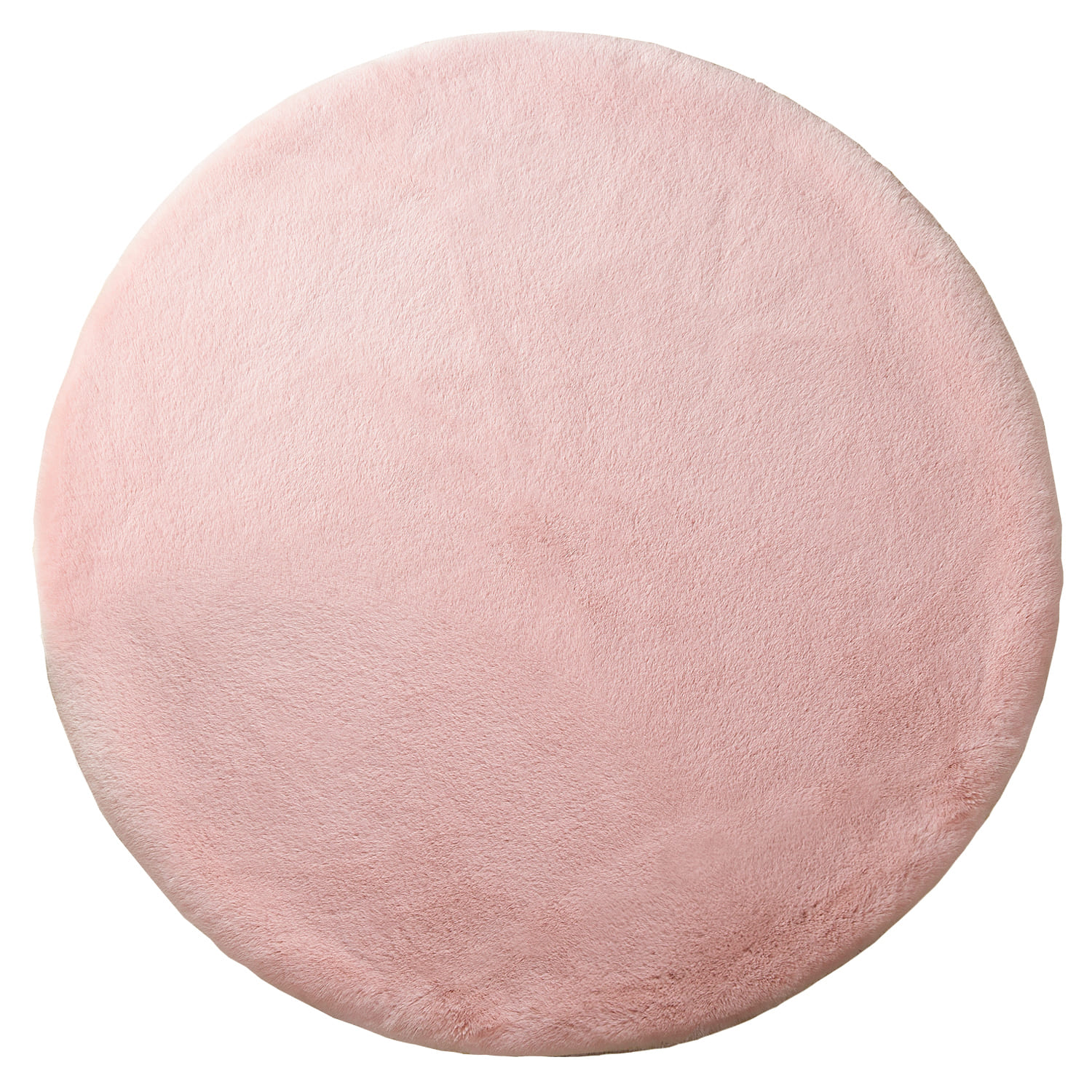 Phantoscope Deluxe Soft Faux Rabbit Fur Collection Round Decorative Home Decor Modern Area Rug, Pink